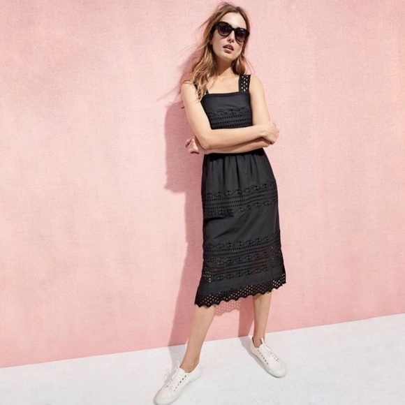 J. Crew Dresses & Skirts - J. Crew Black Eyelet Midi Dress